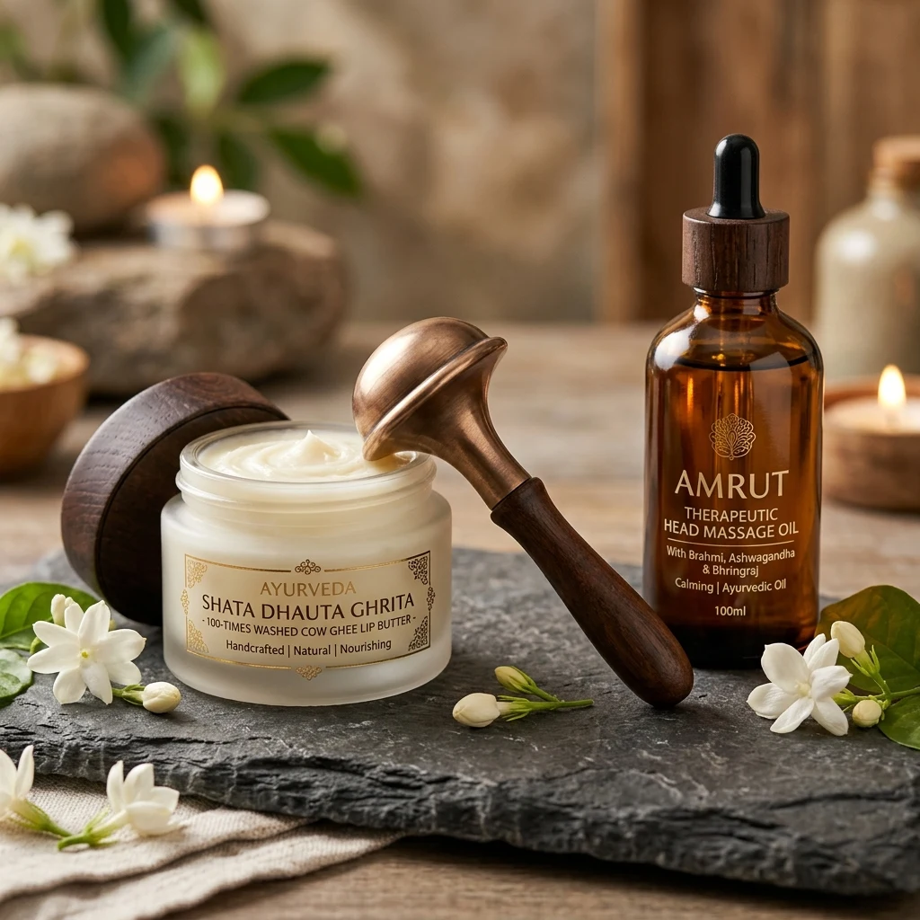 Pure Desi Cow Ghee Lip Butter & Kansa Head Massage Oil